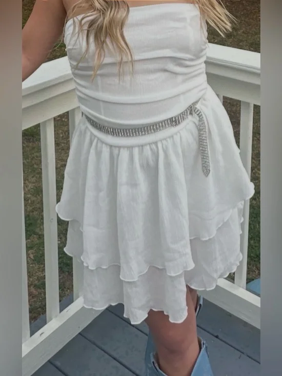 Tube Ruched Ruffle Mini Dress - Picture 3 of 3